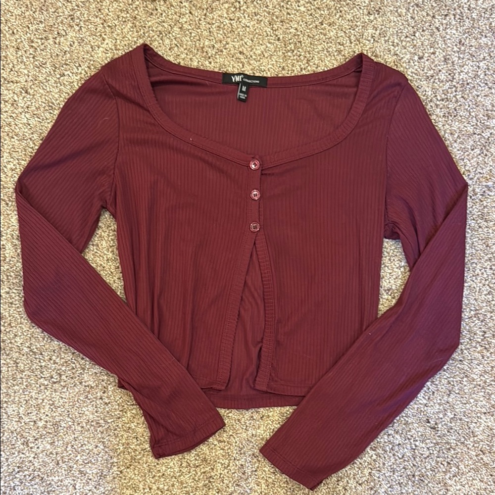 Wild Fable Red Crop Buttoned Blouse